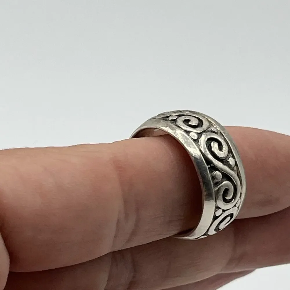 Sterling Silver 925 Scroll Eternity Band Ring Size 8 Vintage Marked 925 Tested